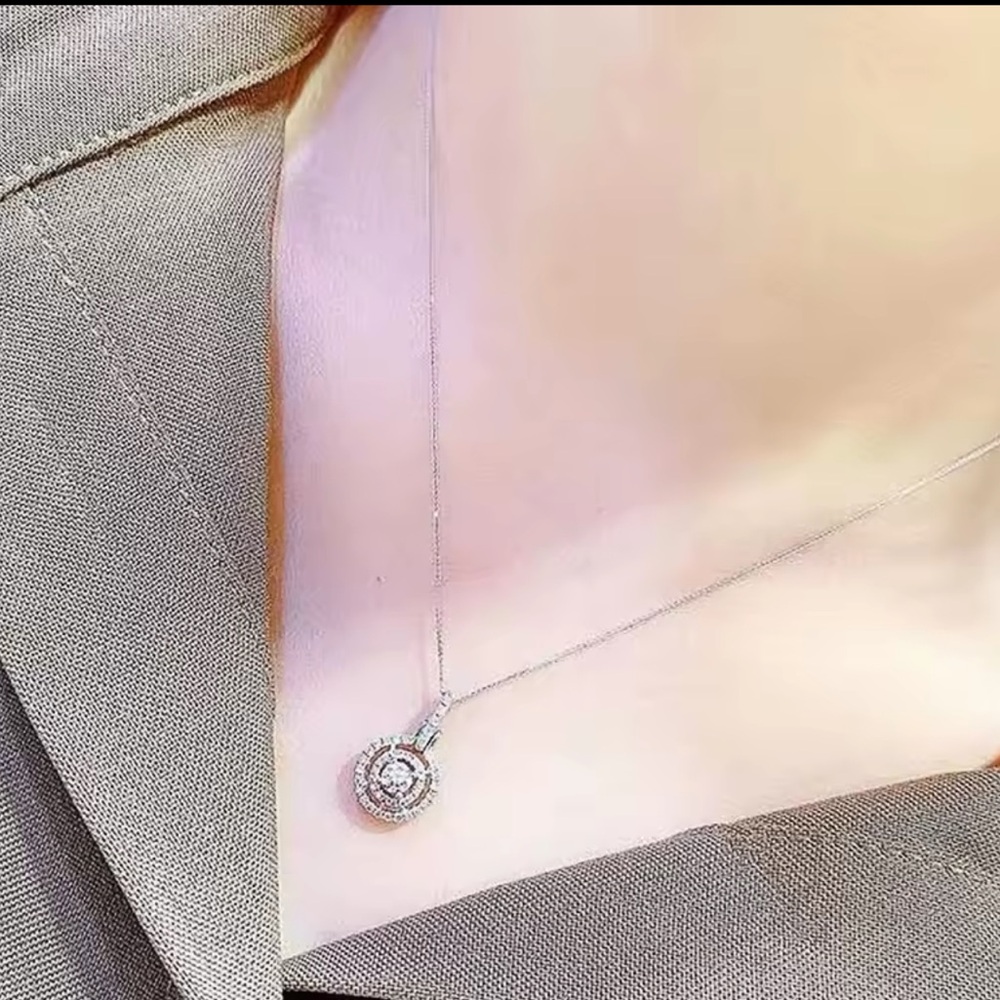 Huitan BCubic Zirconia Necklace fCircle Shaped Pendan